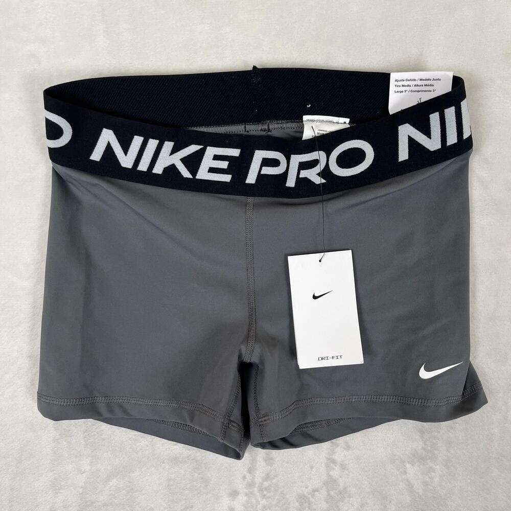 Nike Pro Dri-FIT Shorts Womens Medium Gray Compression 3 Inseam Training Gym